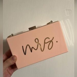 Pink Clutch with Gold 'Mrs.' Design